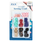 Button Set of assorted colors for sewing crafts, featuring various shapes and sizes of buttons.
